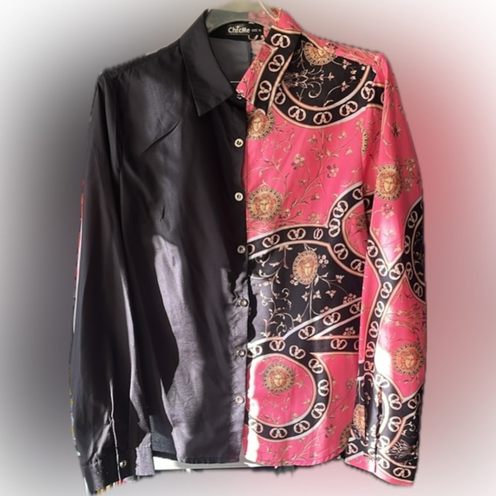 Black and pink top blouse shirt